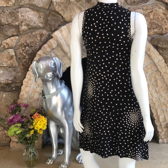 Anthropologie Maeve Black Lilt Swing High Neck Rayon Dress Women's Size Small - Picture 4 of 11